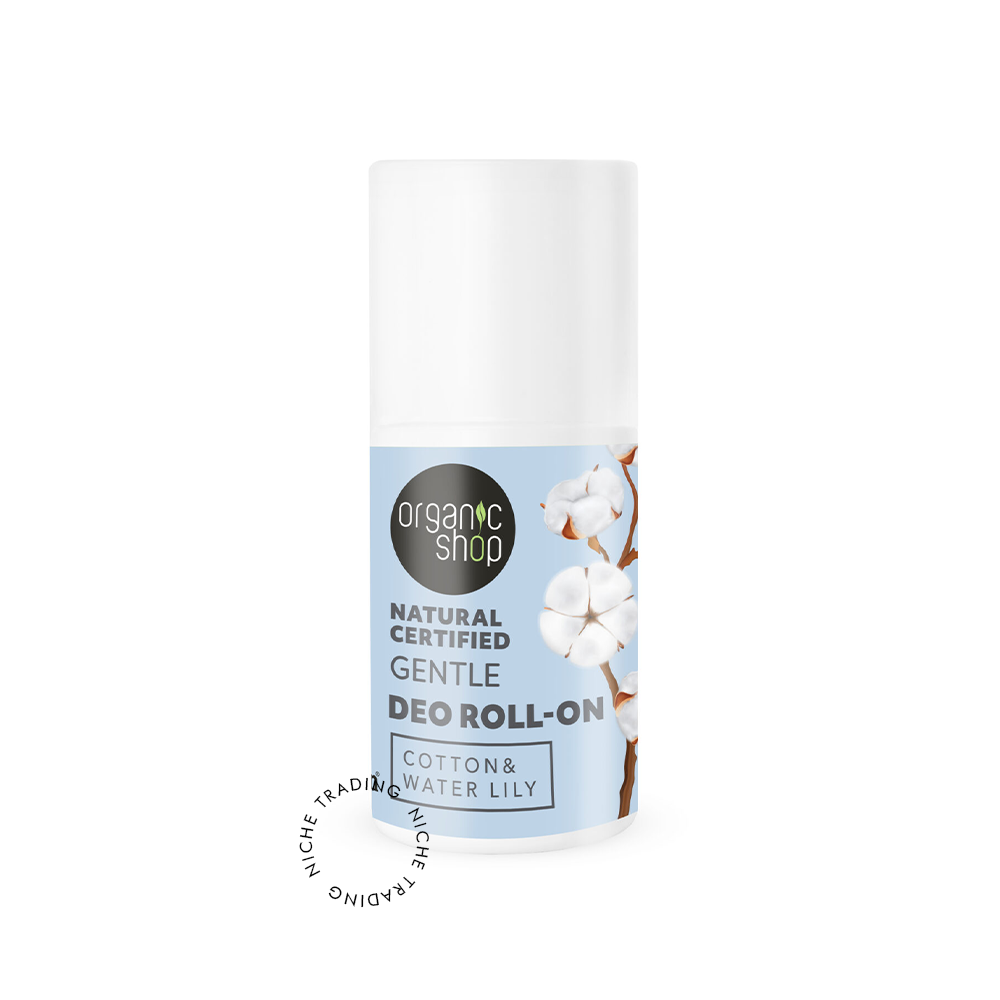 OS Natural Certified Gentle Deo Roll-On. Cotton & Water Lily, 50ml