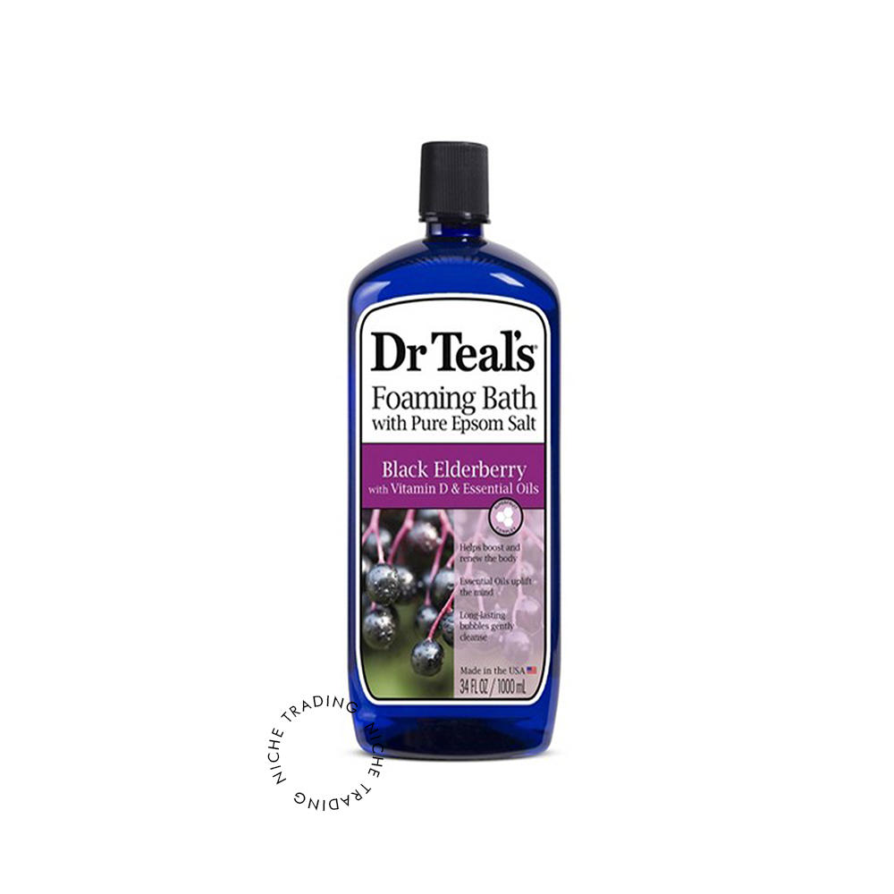 Dr Teals Foaming Bath with Pure Epsom Salt Black Elderberry with Vitamin D & Essential Oils 1000ml - Dr. Teal's | Niche Trading Qatar
