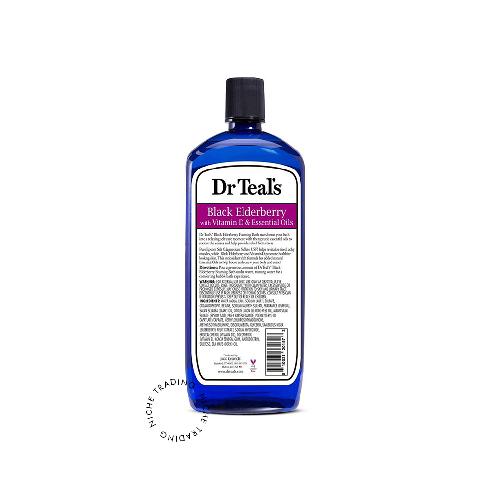 Dr Teals Foaming Bath with Pure Epsom Salt Black Elderberry with Vitamin D & Essential Oils 1000ml