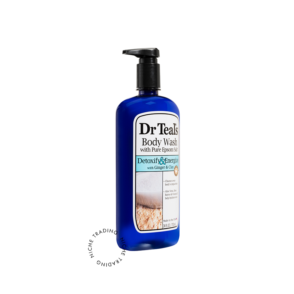 Dr Teal S Body Wash with Pure Epsom Salt Detoxify & Energize with Ginger & Clay 710ml