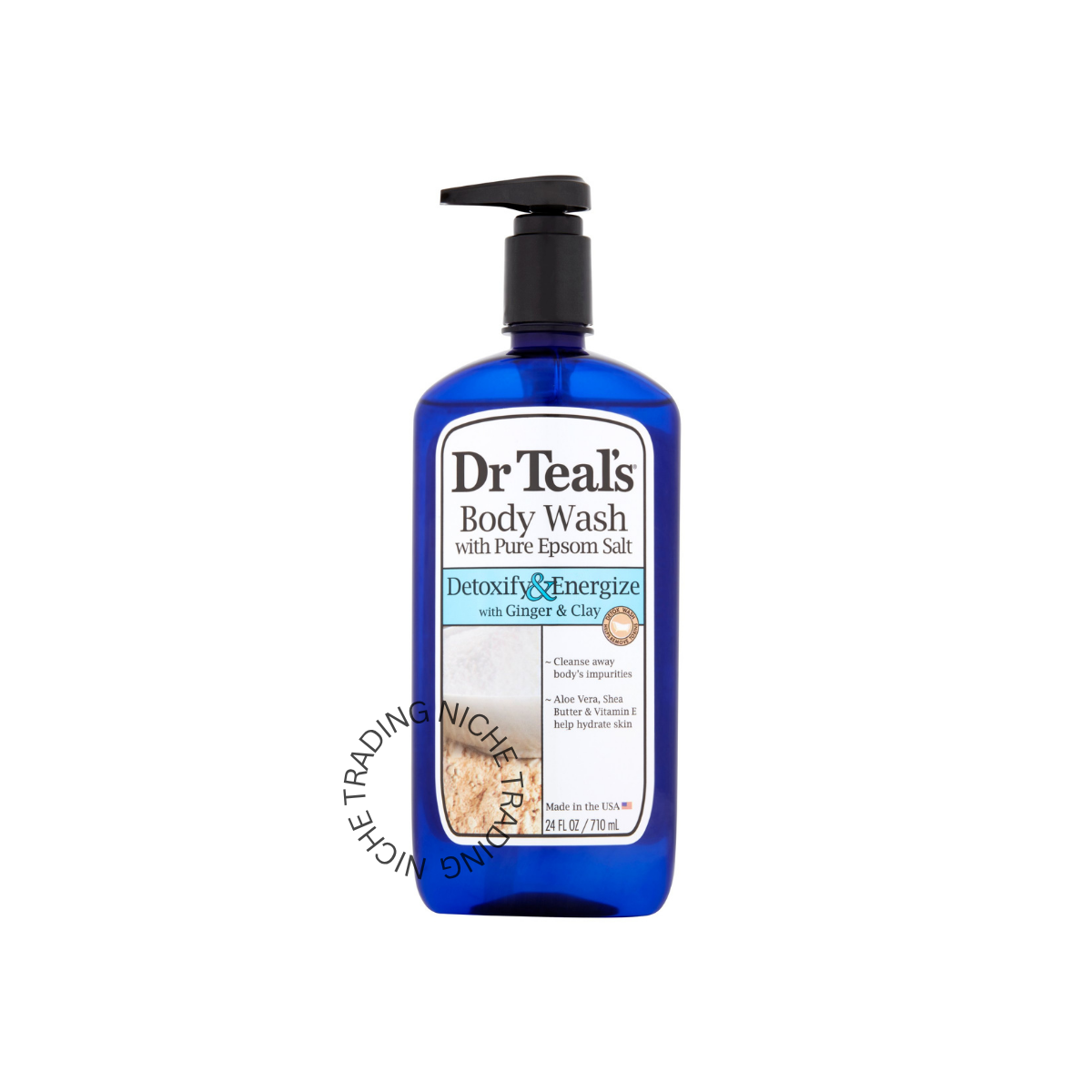 Dr. Teal's Body Wash with Pure Epsom Salt Detoxify & Energize with Ginger & Clay 710ml - Dr. Teal's | Niche Trading Qatar