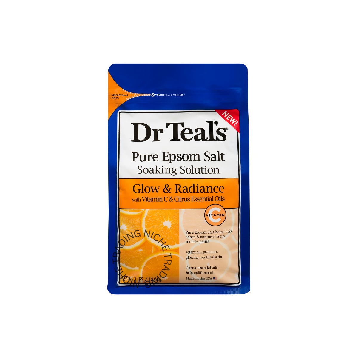 Dr. Teal's Pure Epsom Salt Soaking Solution, Glow & Radiance with Vitamin C & Citrus 1.36kg - Dr. Teal's | Niche Trading Qatar
